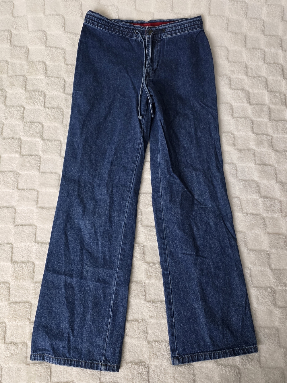 VINTAGE AK ANNE KLEIN WIDE LEG DRAWSTRING JEANS DARK WASH DENIM SIZE SMALL EVC